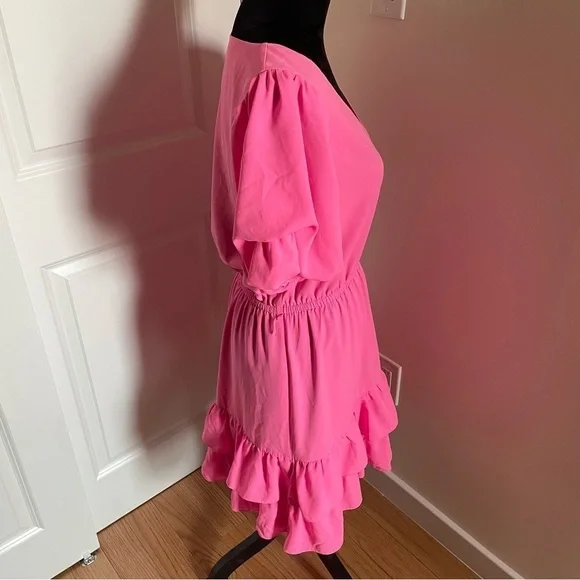 Lilly Pulitzer Martha Pink Stretch Ruffle Midi Short Sleeve Dress EUC Size 10 - Picture 4 of 11